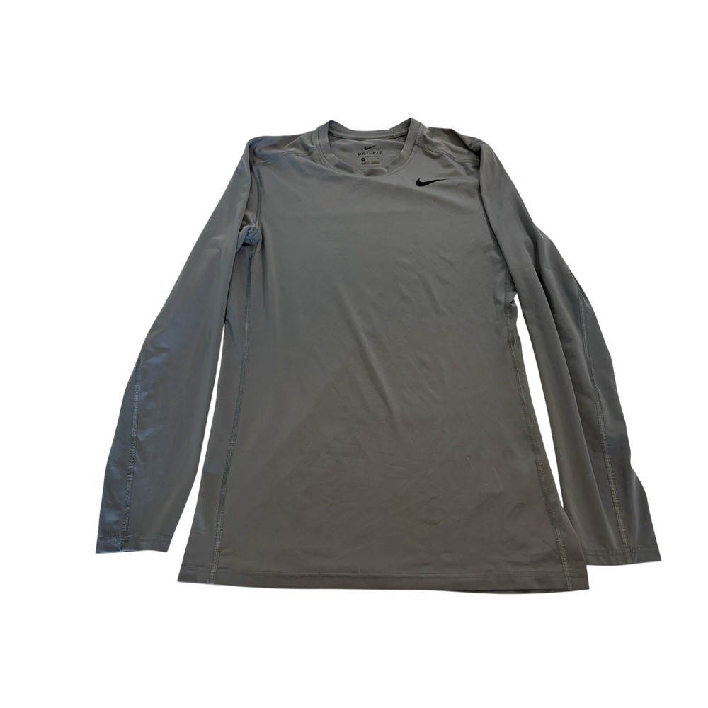 Nike Men's Small Gray Dri-FIT Compression Shirt Long Sleeve Swoosh Athletic
